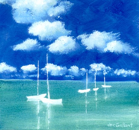 Five Boats-  Prints, boxed note cards available