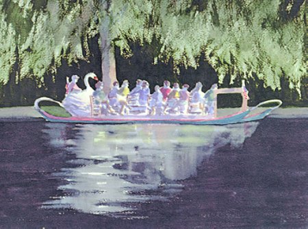 Boston Swan Boat- Matted Original, Prints, Notecards Available